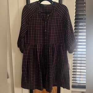 Madewell Checkered Dress - Black and Pink